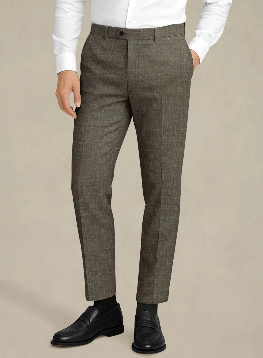 Italian Murano Mud Brown Wool Linen Pants