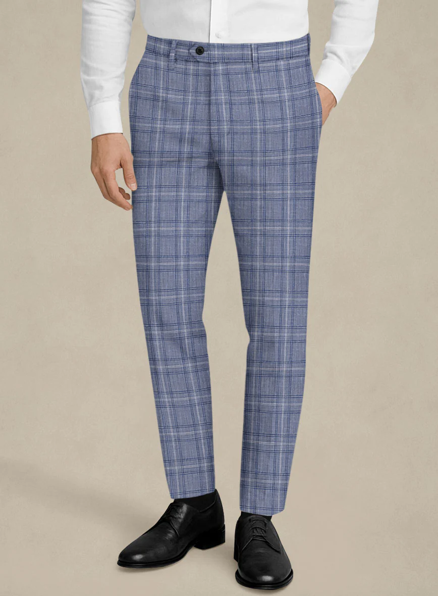 Italian Murano Natino Blue Wool Pants