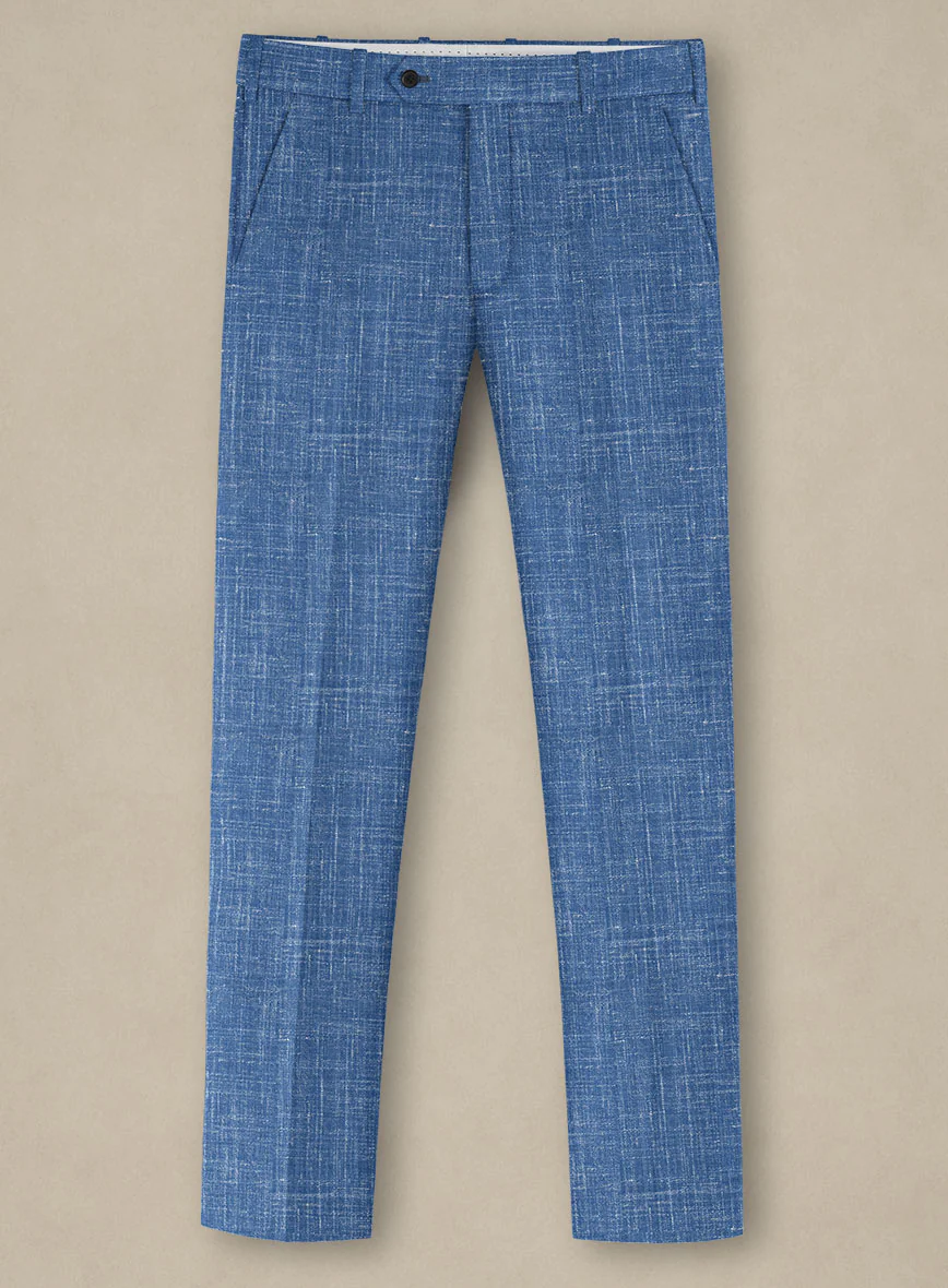 Italian Murano Portland Blue Wool Linen Suit - Image 5