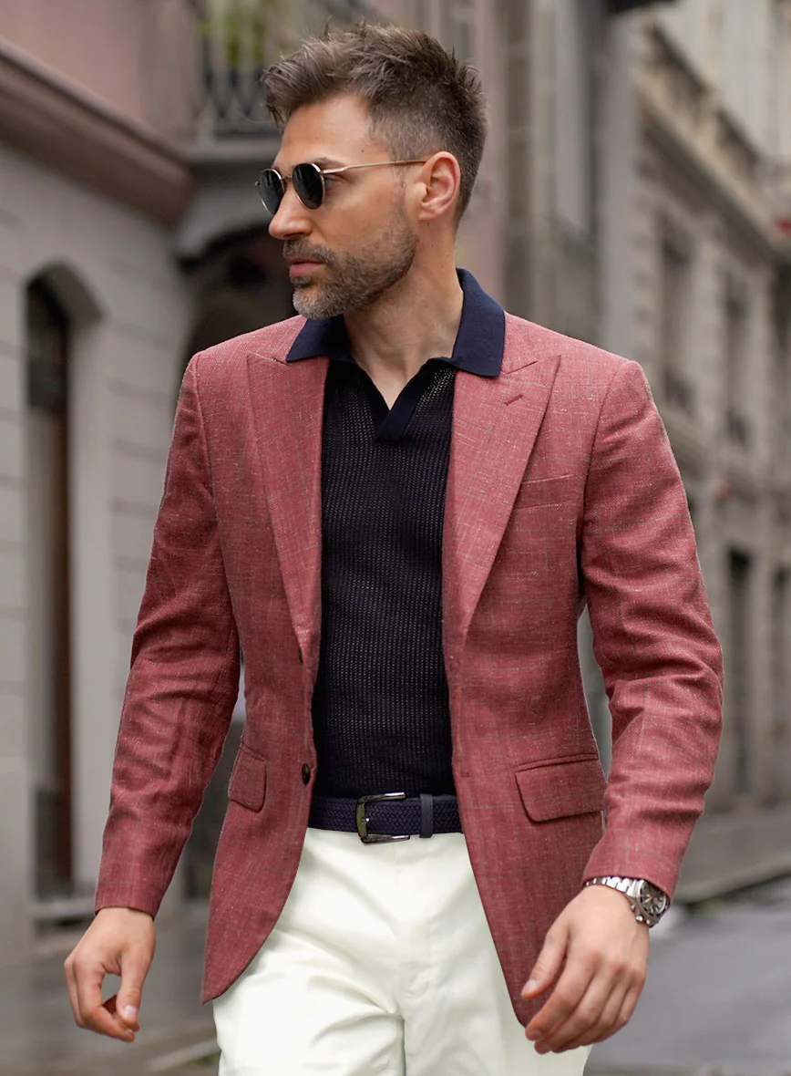 Italian Murano Radon Pink Wool Linen Silk Jacket