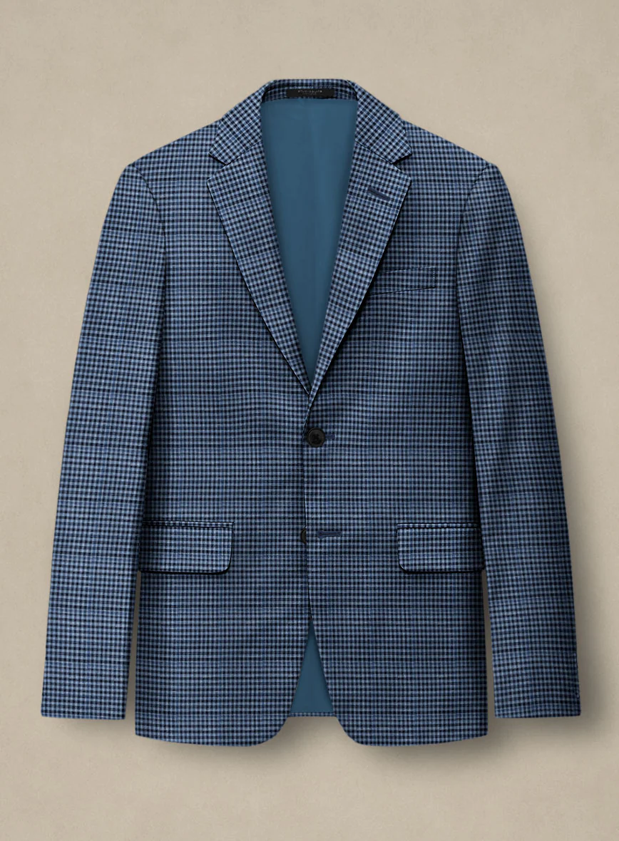 Italian Murano Ramesa Blue Wool Linen Silk Jacket
