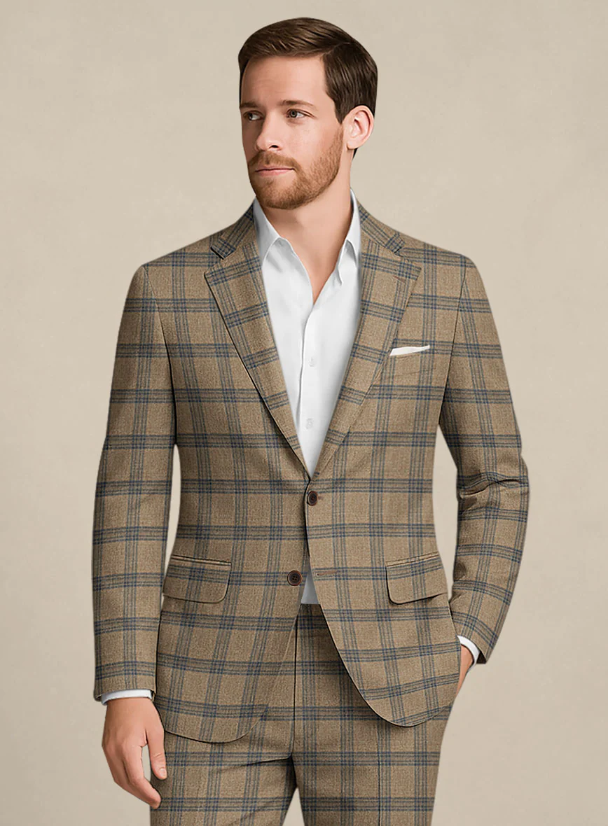Italian Murano Vaier Brown Wool Linen Silk Suit - Image 3
