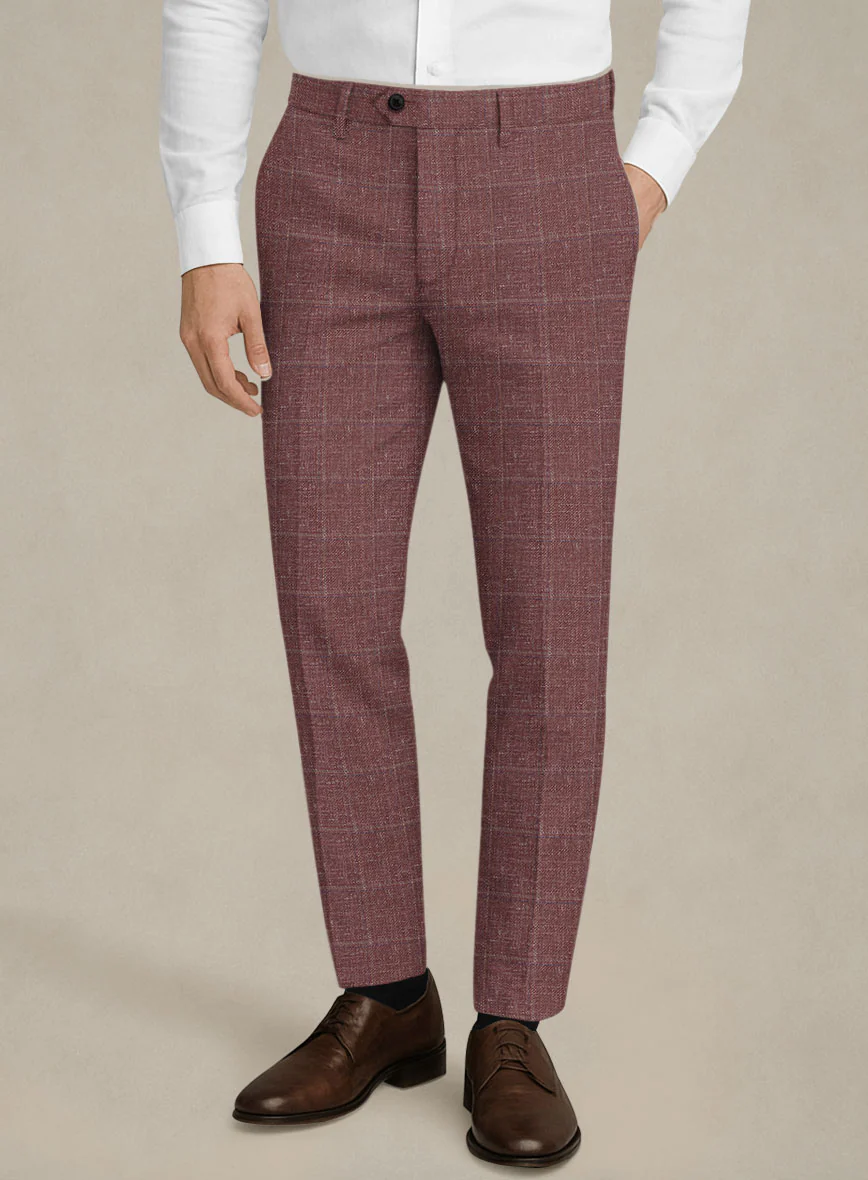 Italian Murano Vireja Mauve Wool Linen Silk Pants