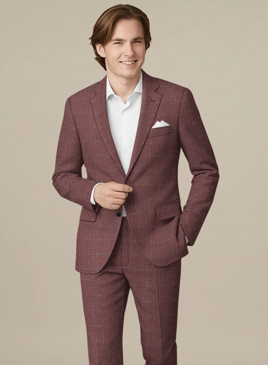 Italian Murano Vireja Mauve Wool Linen Silk Suit - Image 4