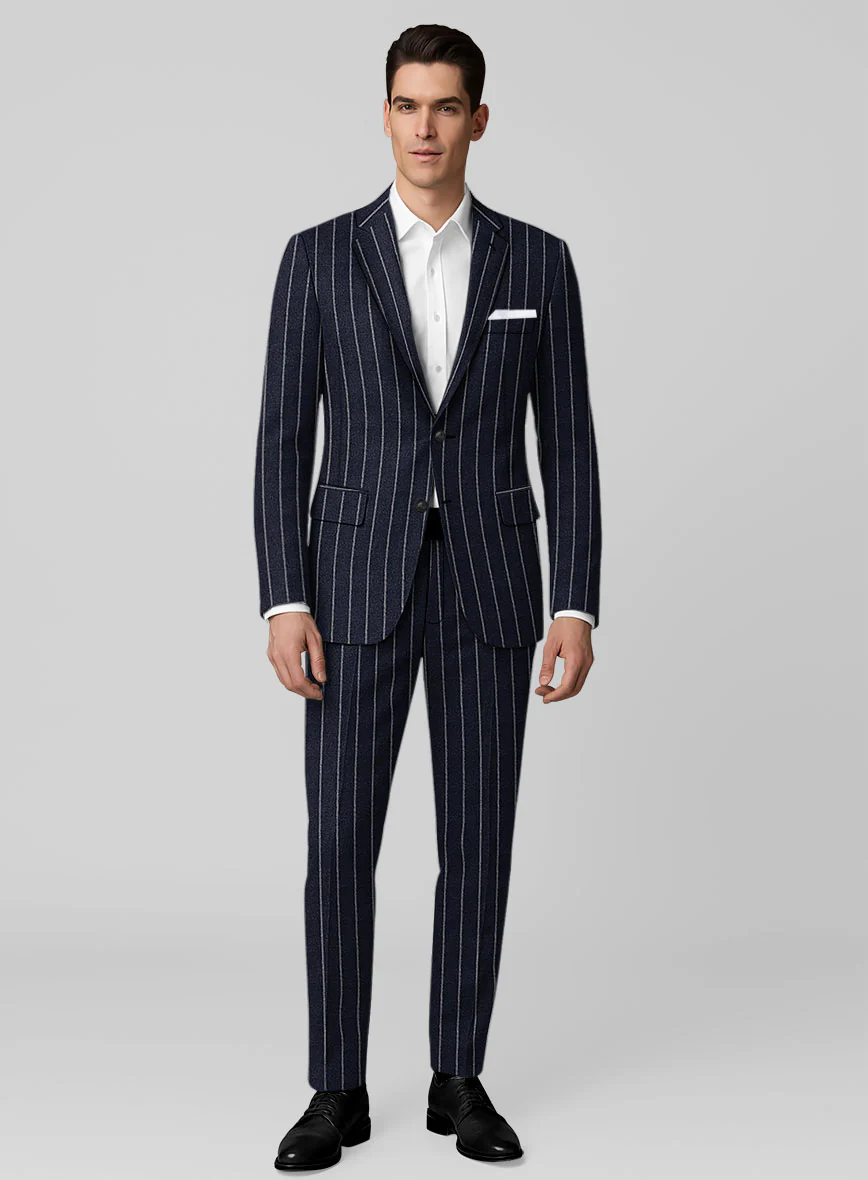 Italian Navy Ascot Rope Stripe Tweed Suit