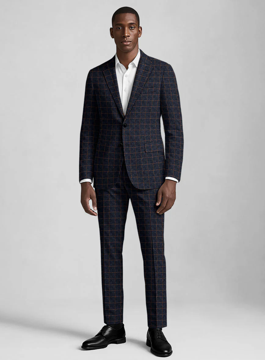 Italian Navy Terra Check Tweed Suit