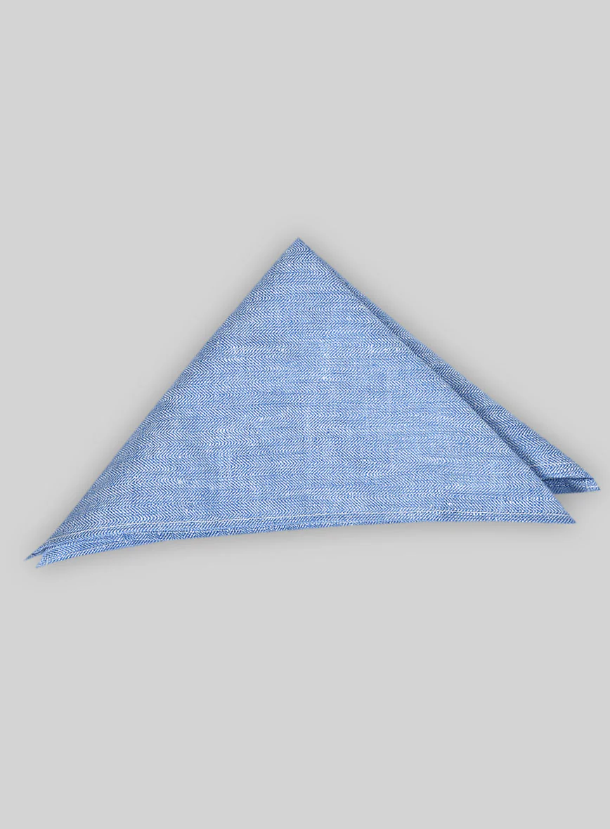 Italian Nile Blue Linen Pocket Square