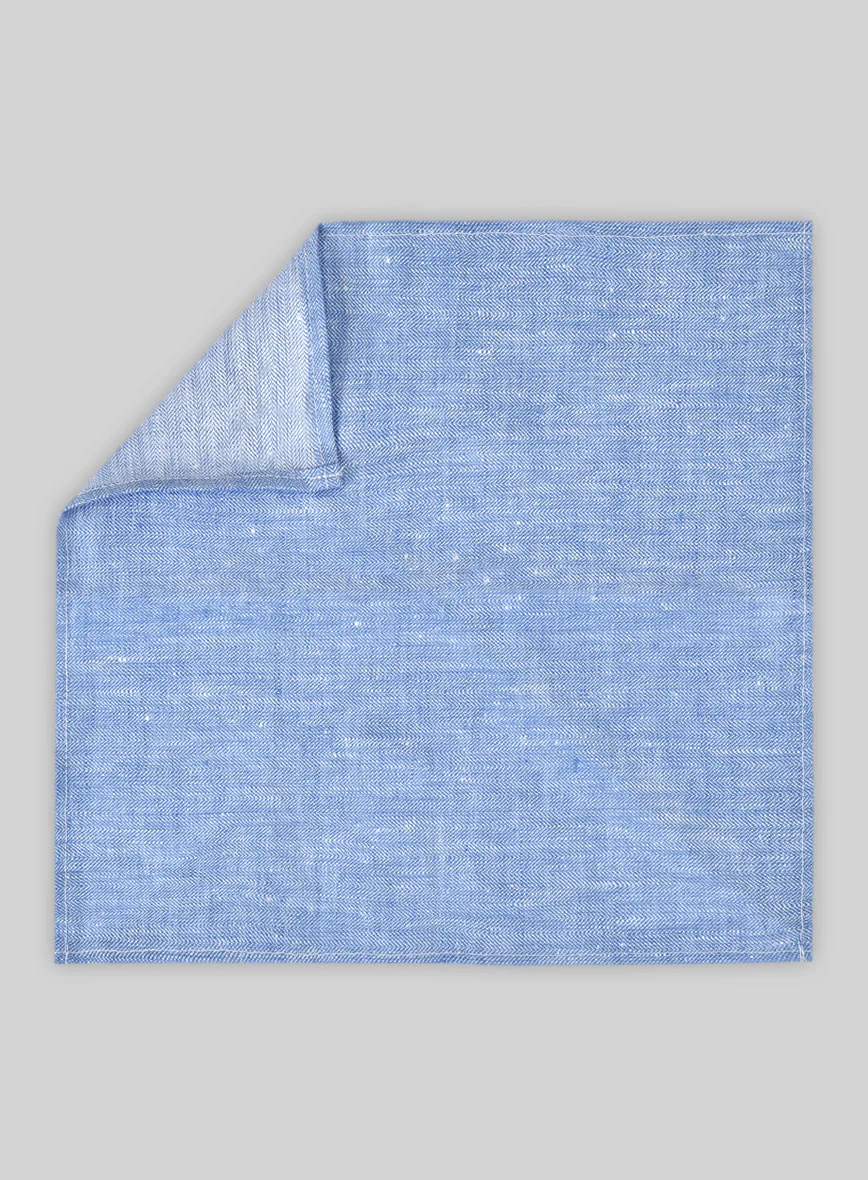 Italian Nile Blue Linen Pocket Square - Image 2