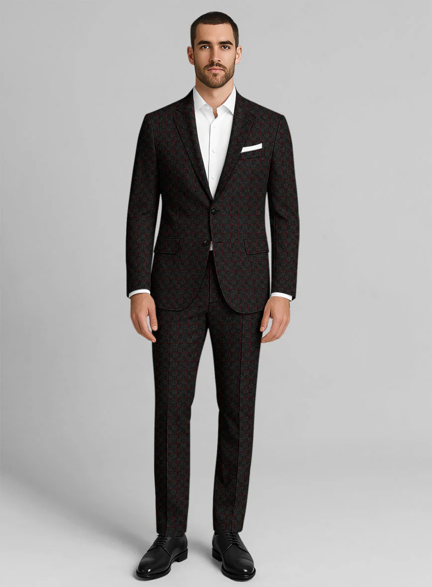 Italian Oxide Charcoal Check Tweed Suit