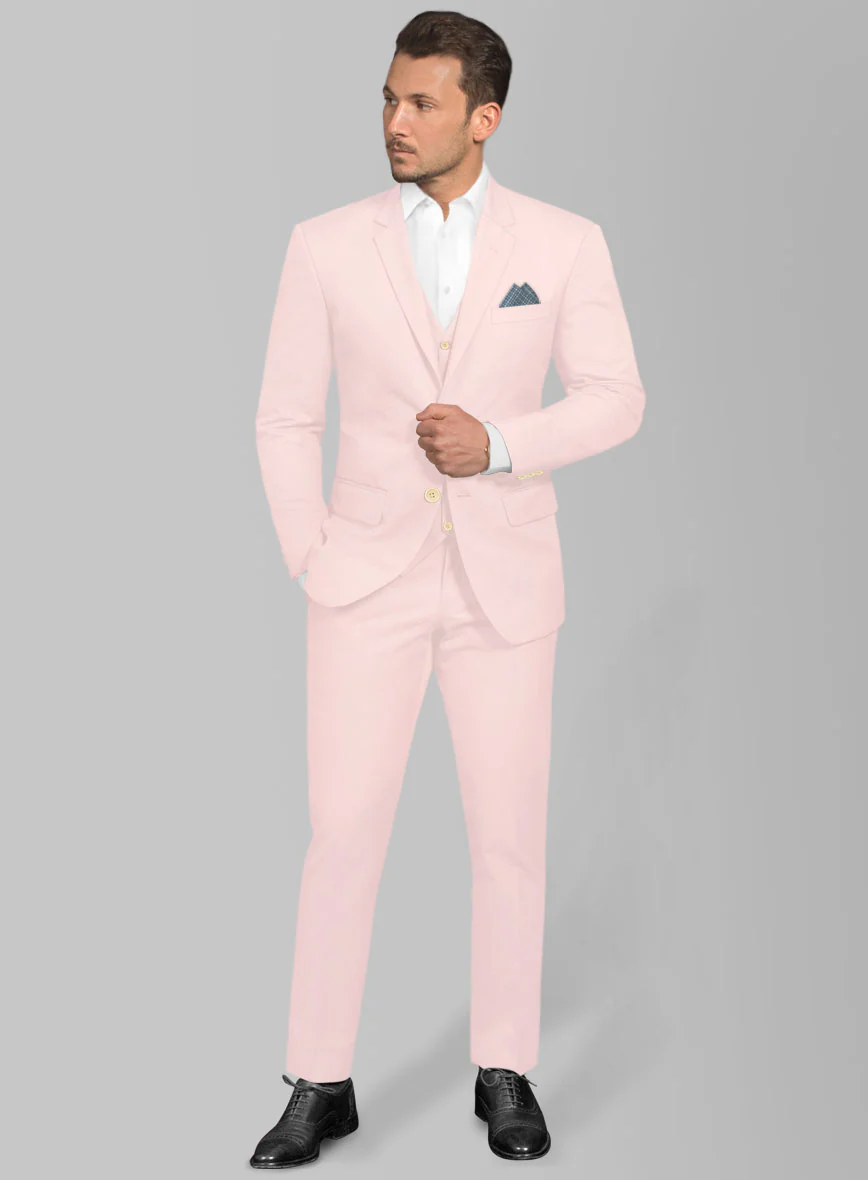 Italian Pale Pink Cotton Stretch Suit - Image 2