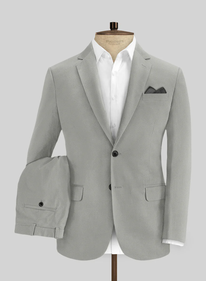 Italian Petrol Gray Cotton Stretch Suit