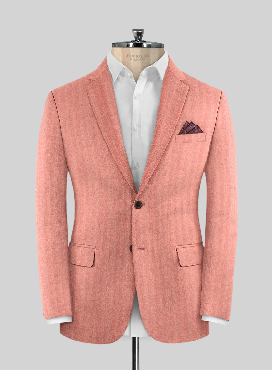 Italian Pink Herringbone Flannel Jacket