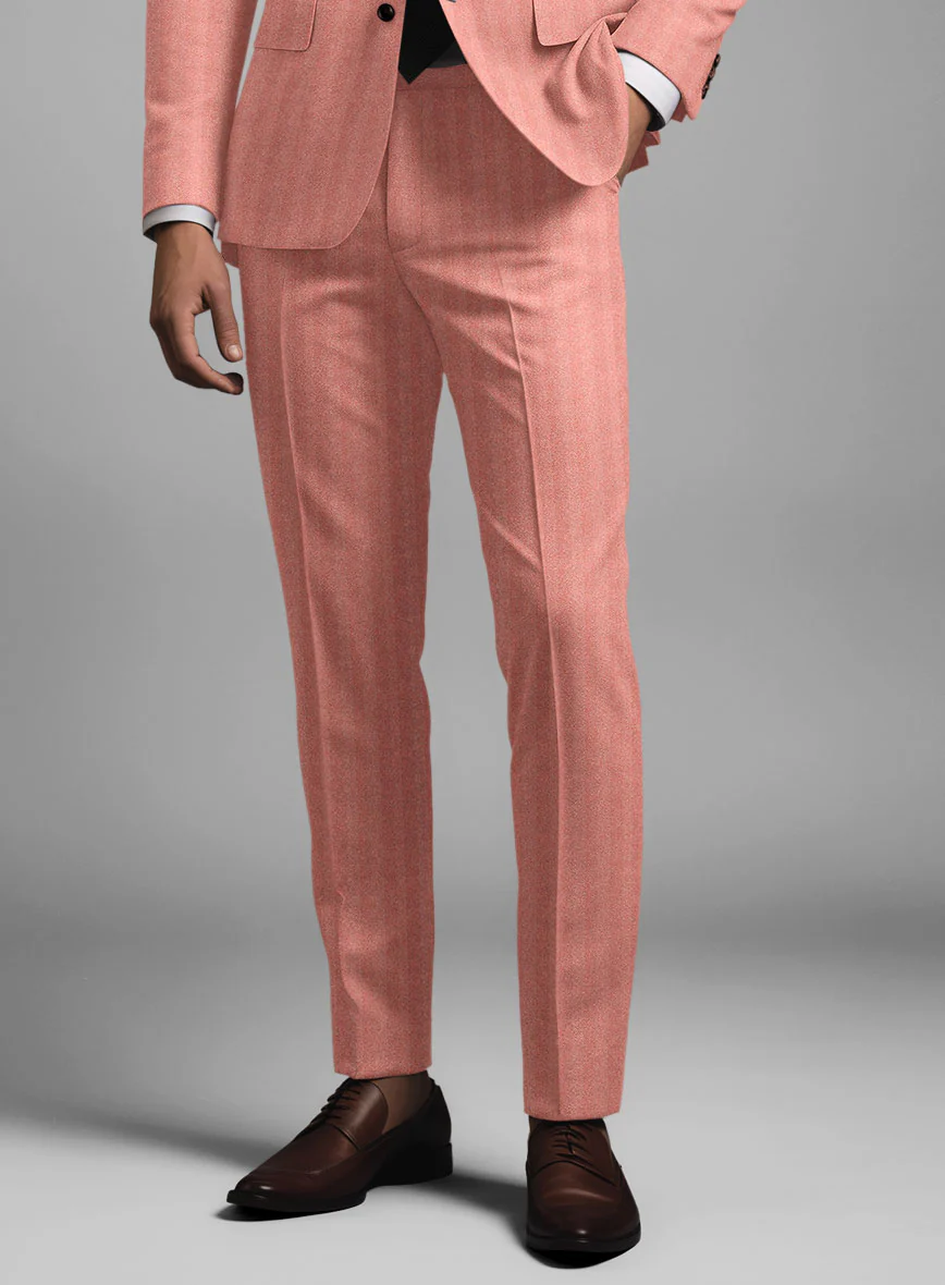 Italian Pink Herringbone Flannel Suit - Image 6