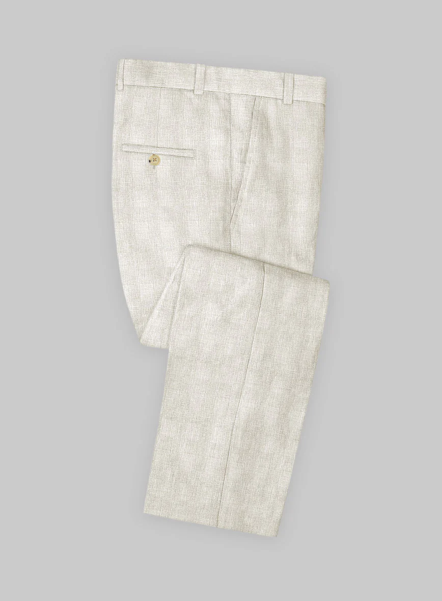 Italian Prato Beige Glen Linen Suit - Image 5