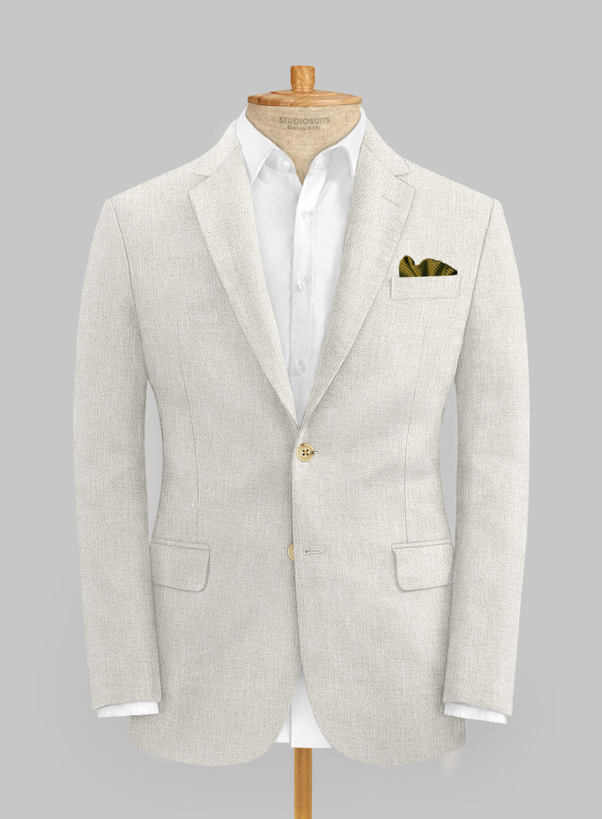 Italian Prato Beige Sharkskin Linen Jacket