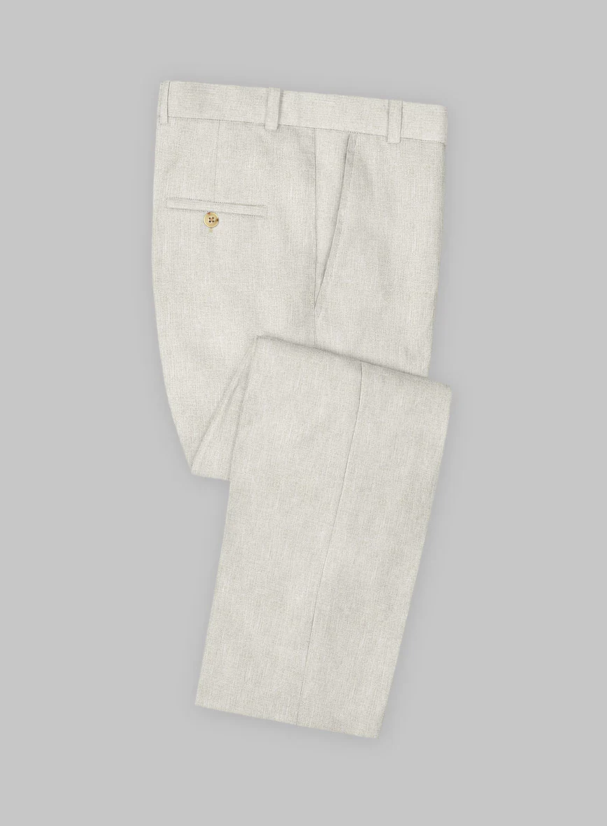 Italian Prato Beige Sharkskin Linen Suit - Image 4