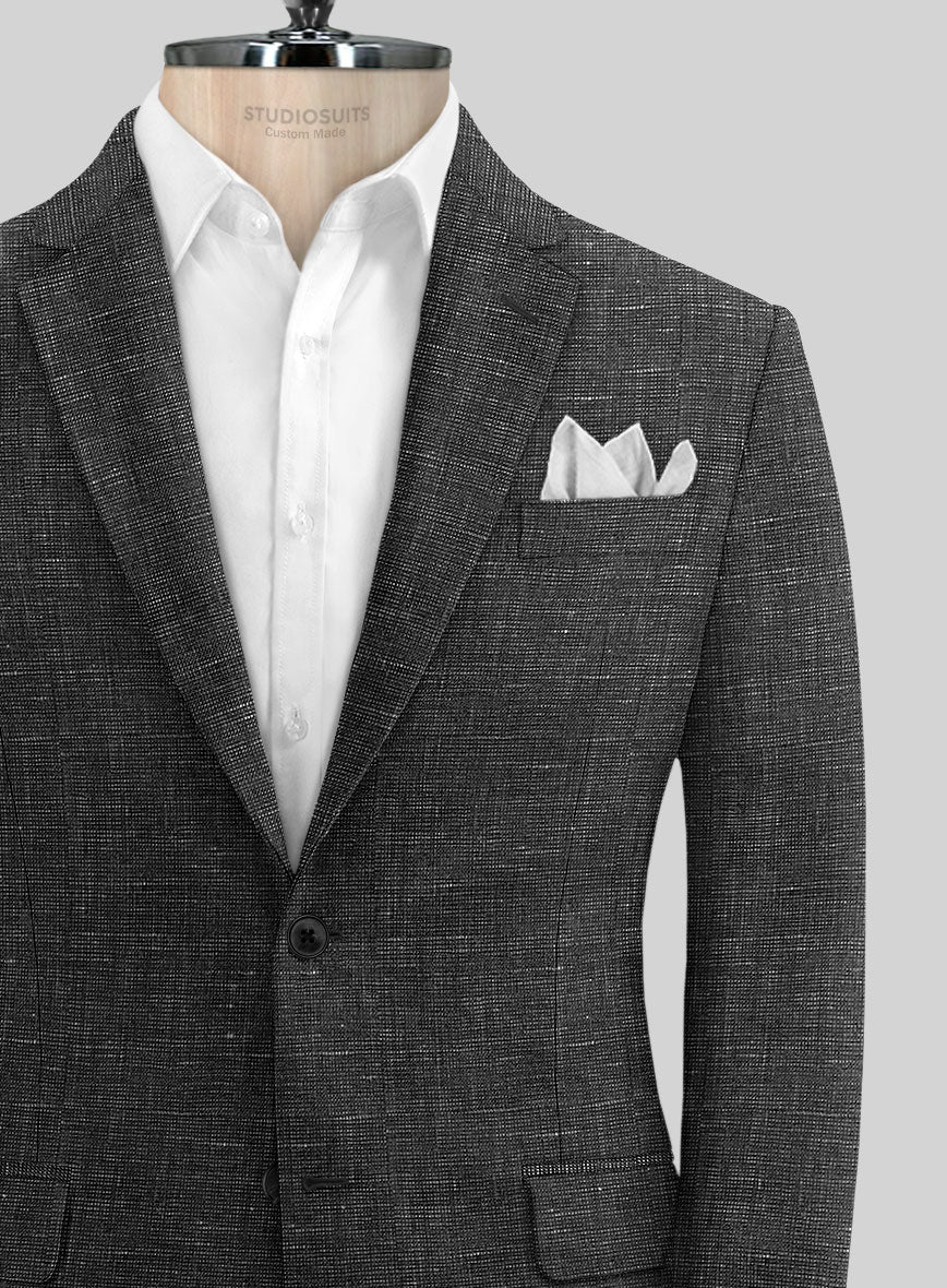 Italian Prato Black Chambray Linen Suit - Image 4