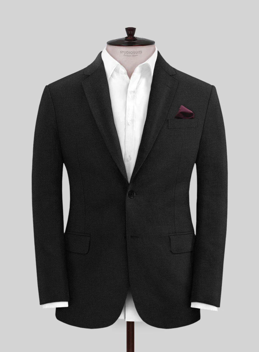 Italian Prato Black Dobby Linen Suit - Image 3