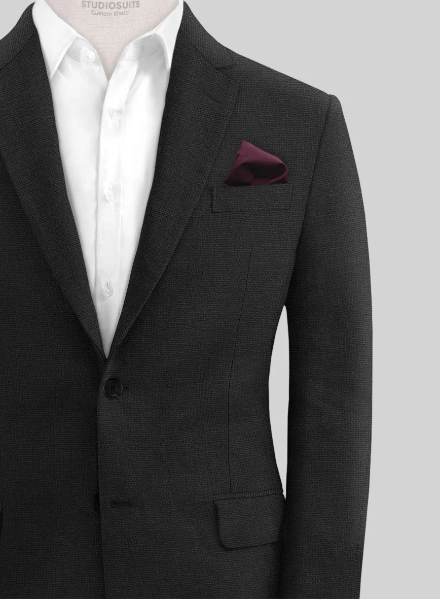 Italian Prato Black Dobby Linen Suit - Image 4