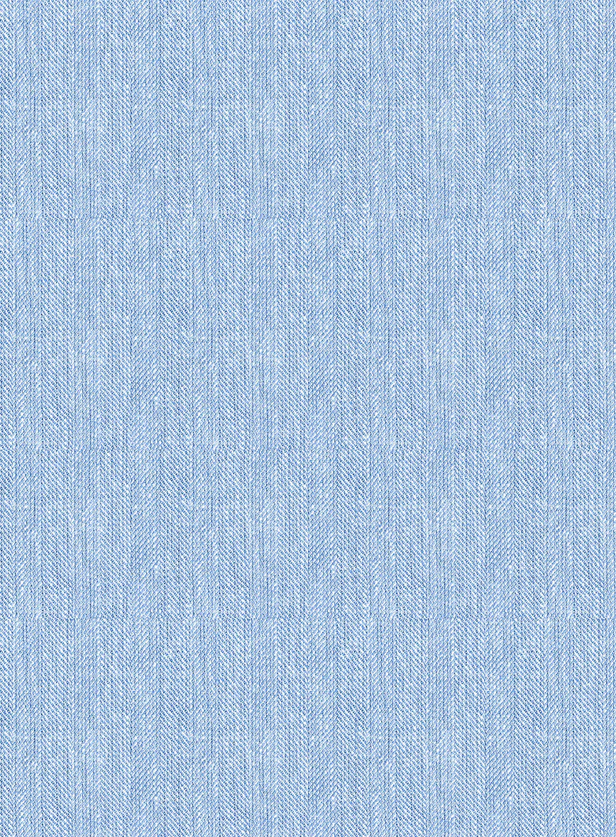 Italian Prato Blue Herringbone Linen Suit - Image 6