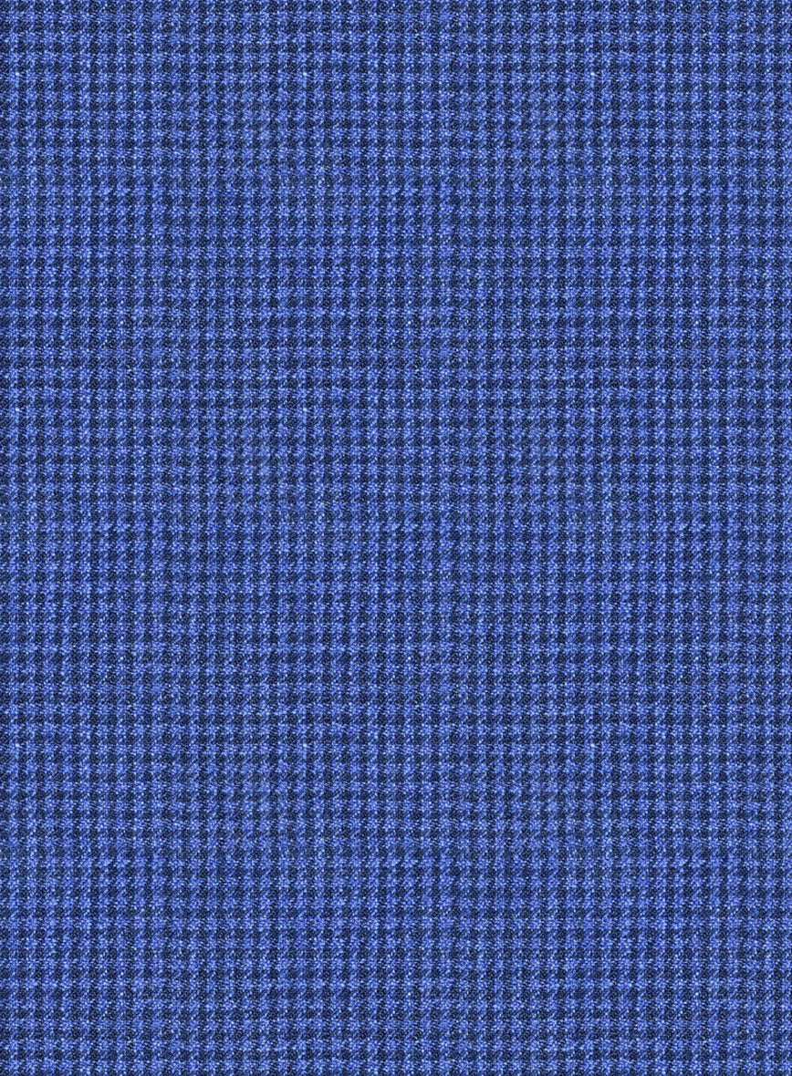 Italian Prato Blue Houndstooth Linen Pants - Image 2