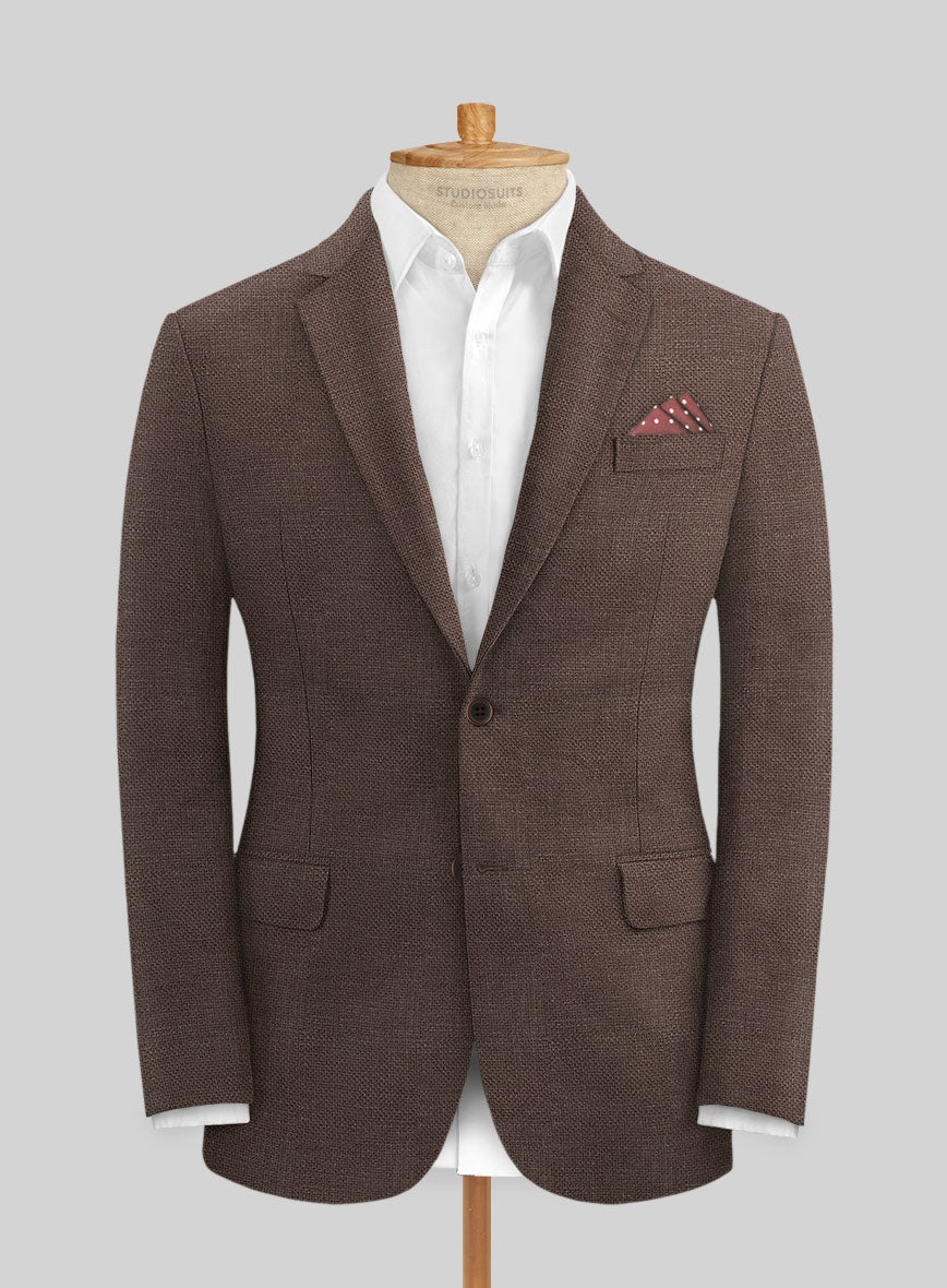 Italian Prato Brown Dobby Linen Suit - Image 3