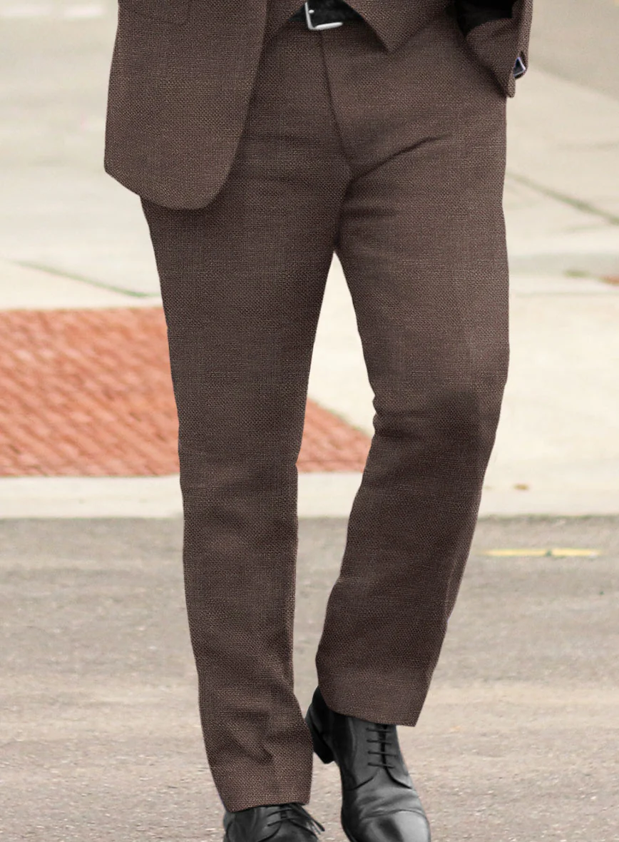 Italian Prato Brown Dobby Linen Suit - Image 5