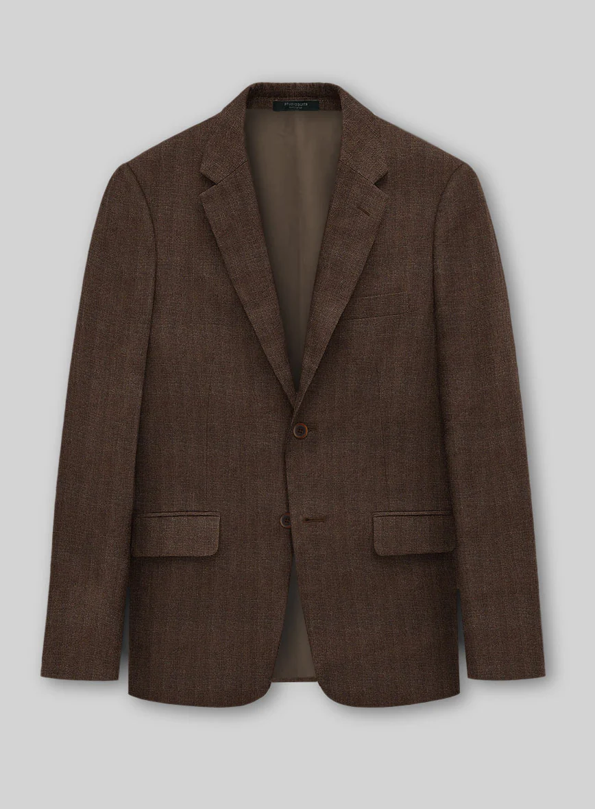 Italian Prato Brown Herringbone Linen Jacket