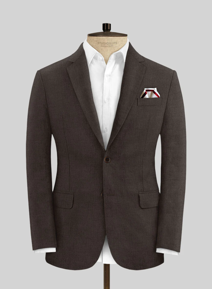 Italian Prato Brown Linen Suit - Image 3