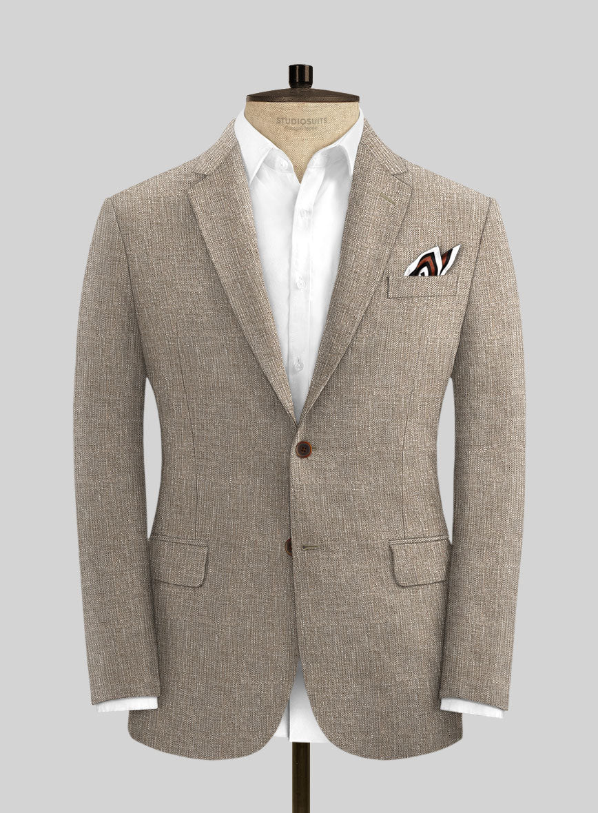 Italian Prato Brown Sharkskin Linen Suit - Image 3