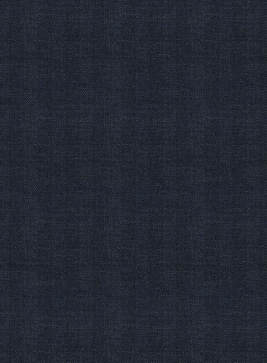 Italian Prato Diesel Blue Herringbone Linen Suit - Image 7