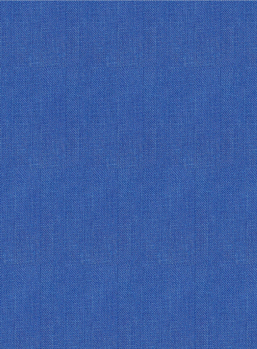 Italian Prato Electric Blue Herringbone Linen Pants - Image 3