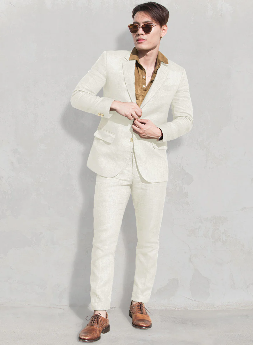Italian Prato Fawn Linen Suit - Image 2