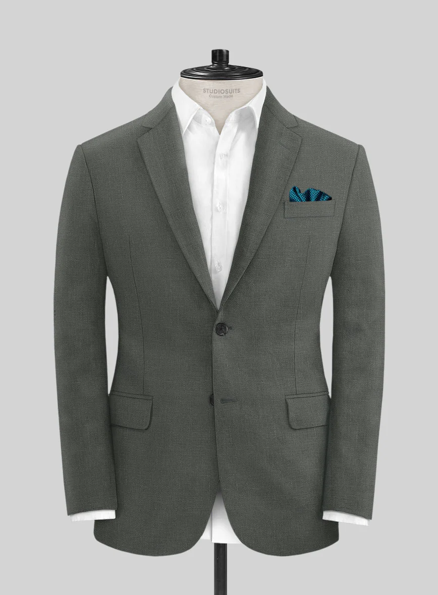 Italian Prato Gray Linen Suit - Image 3
