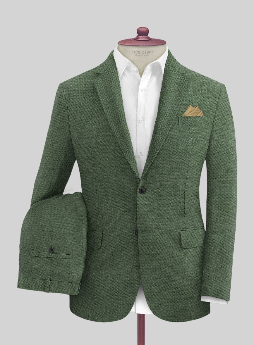 Italian Prato Green Dobby Linen Suit - Image 2