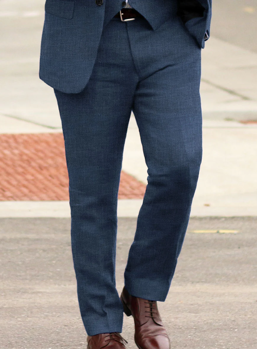 Italian Prato Indigo Blue Linen Suit - Image 5