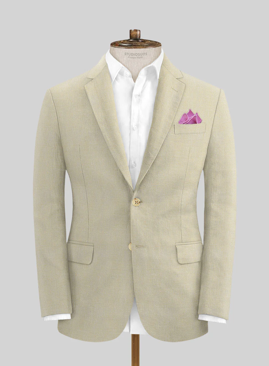 Italian Prato Khaki Linen Suit - Image 3