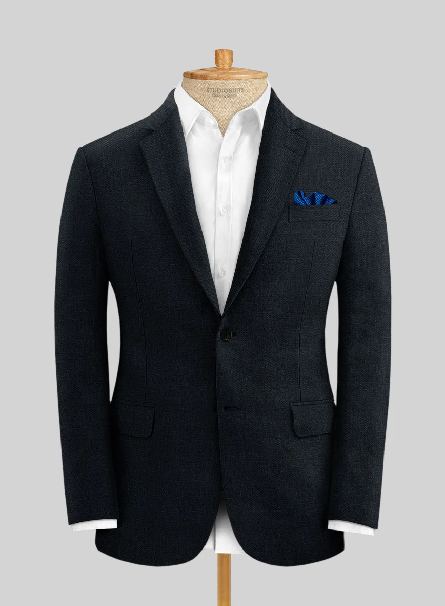 Italian Prato Midnight Linen Jacket