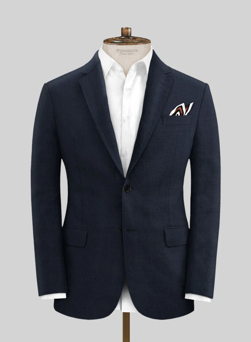 Italian Prato Navy Linen Jacket