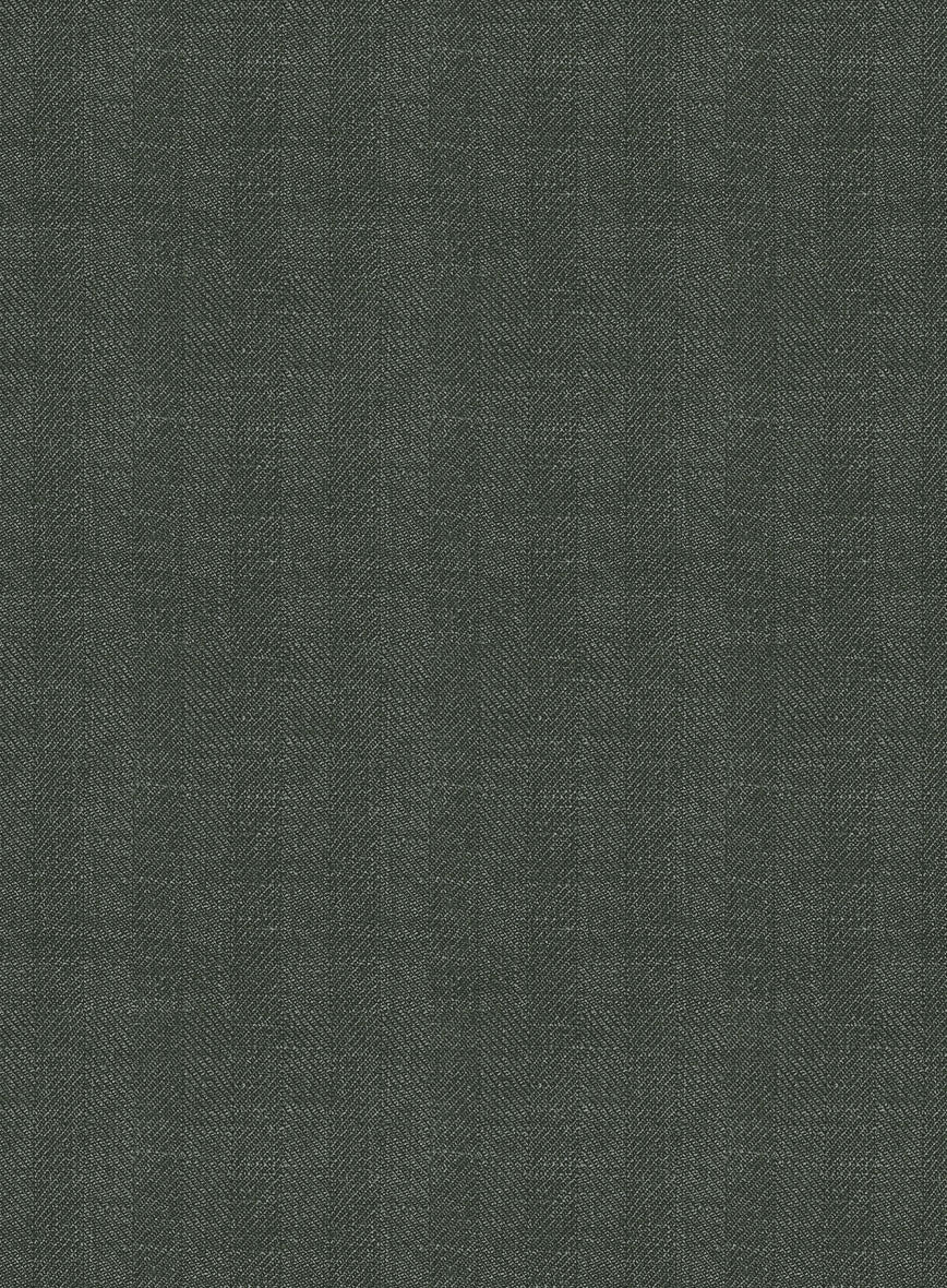 Italian Prato Olive Green Herringbone Linen Pants - Image 3