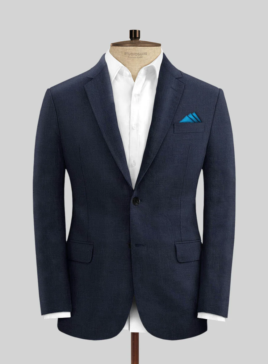 Italian Prato Oxford Blue Linen Suit - Image 3
