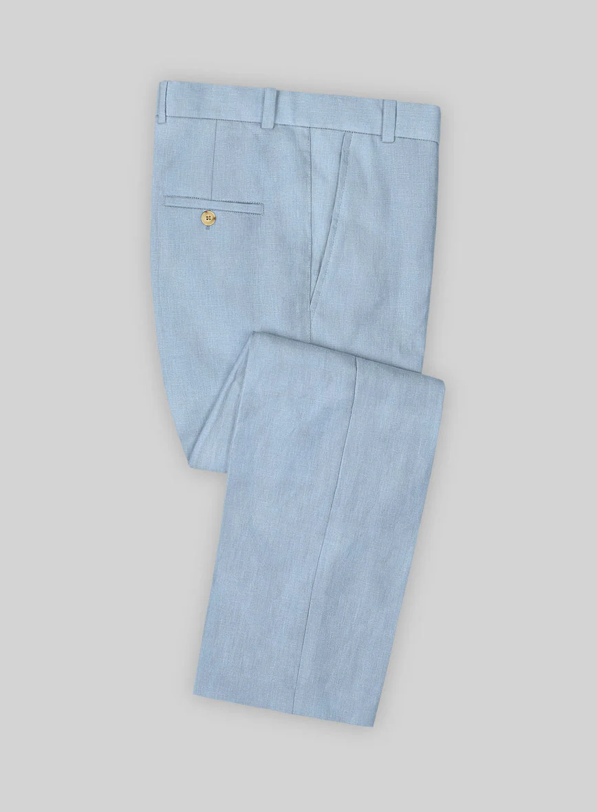 Italian Prato Powder Blue Linen Suit - Image 5