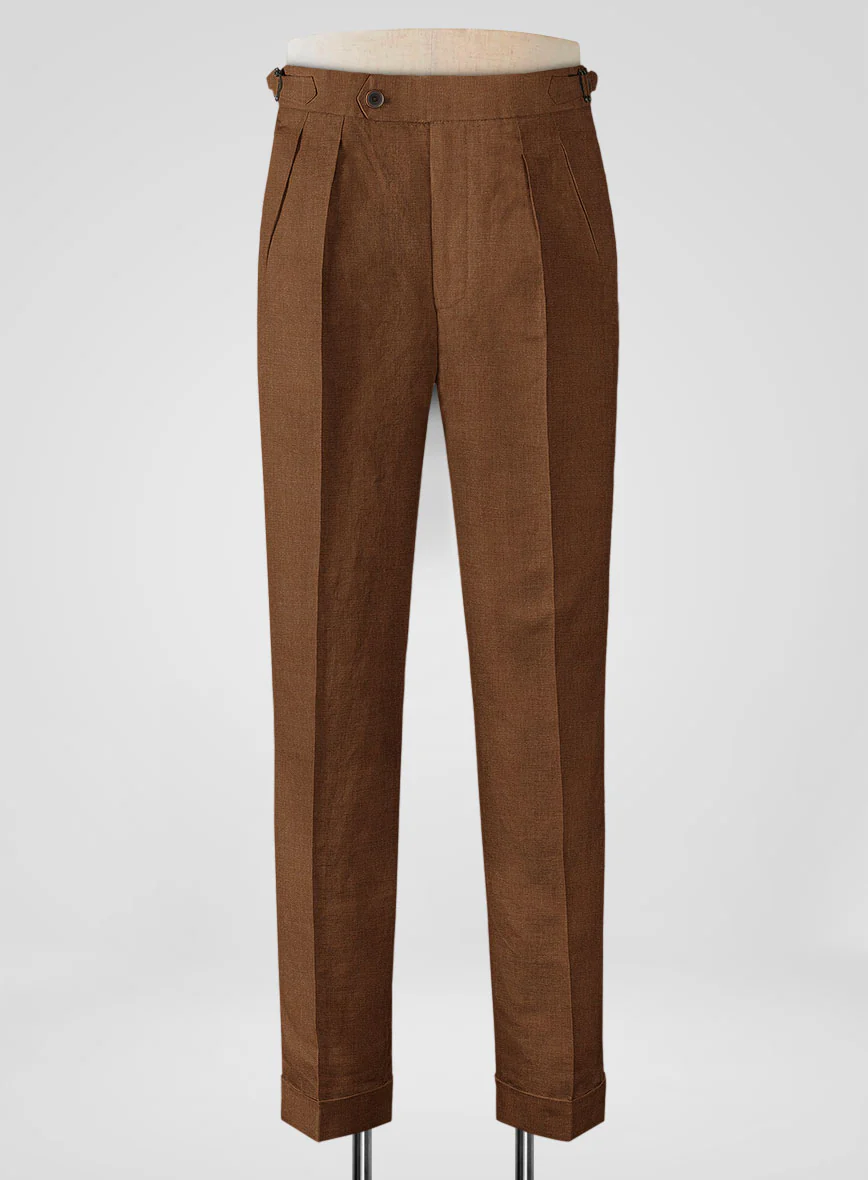 Italian Prato Rust Linen Highland Trousers
