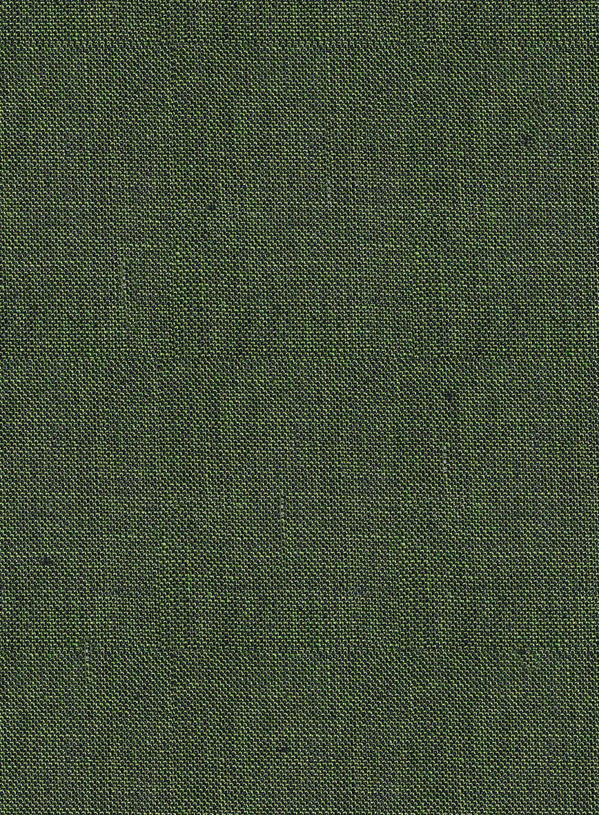Italian Prato Sharkskin Green Linen Pants - Image 3