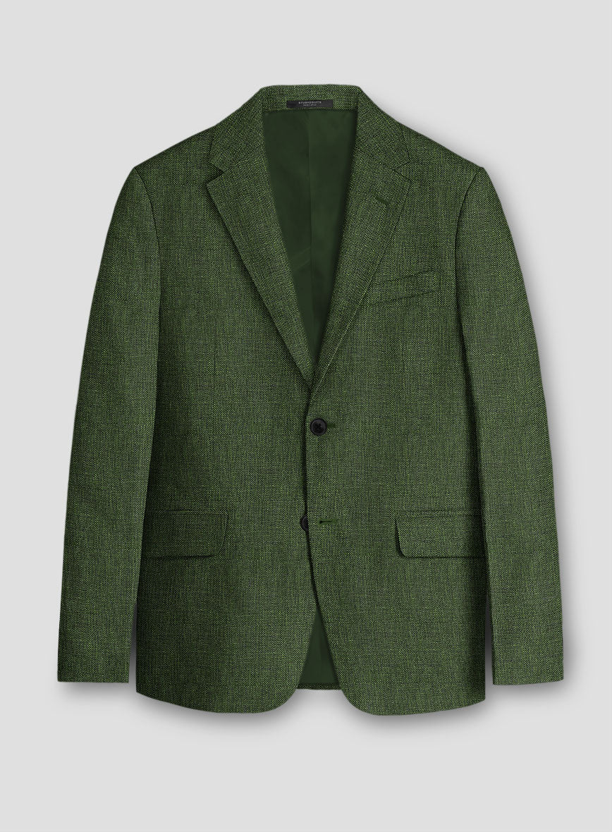 Italian Prato Sharkskin Green Linen Suit - Image 3