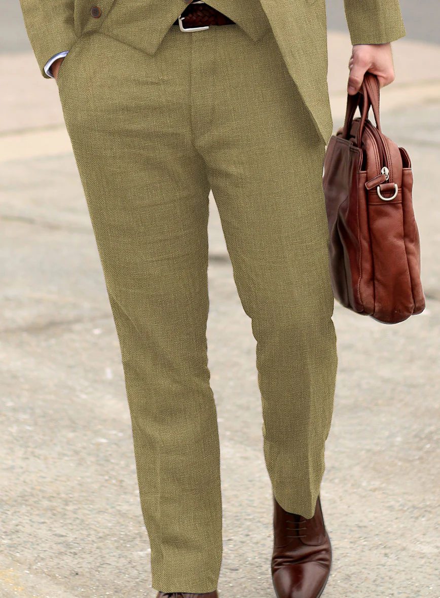 Italian Prato Tan Linen Pants - Image 2