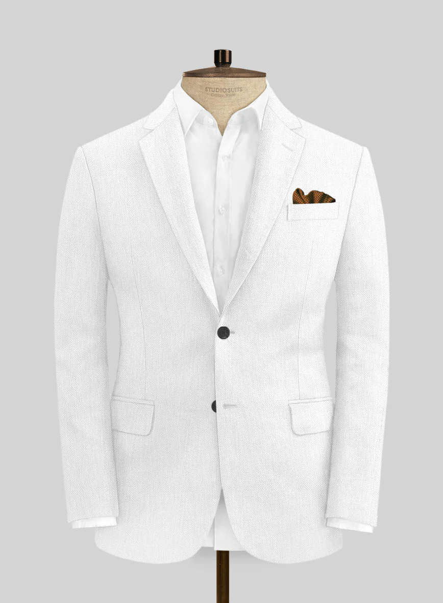 Italian Prato White Dobby Linen Suit - Image 3