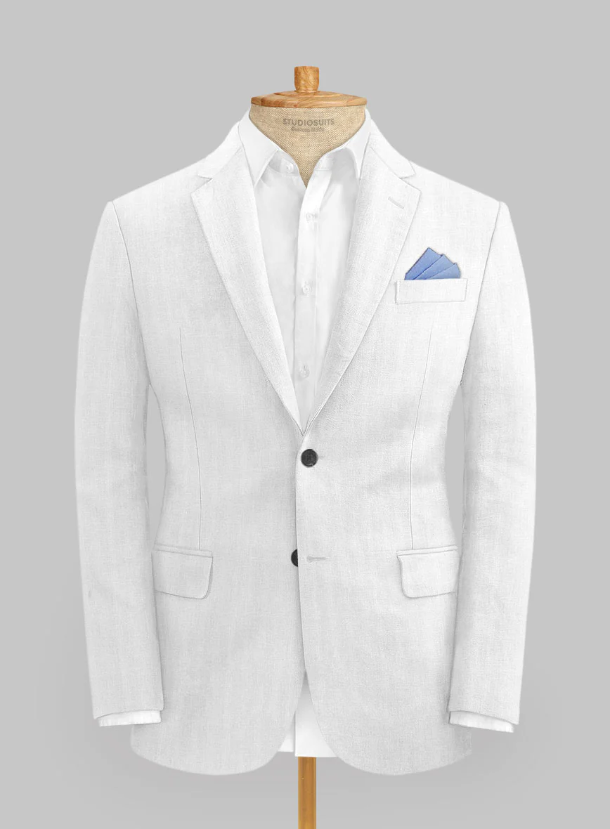 Italian Prato White Herringbone Linen Suit - Image 3