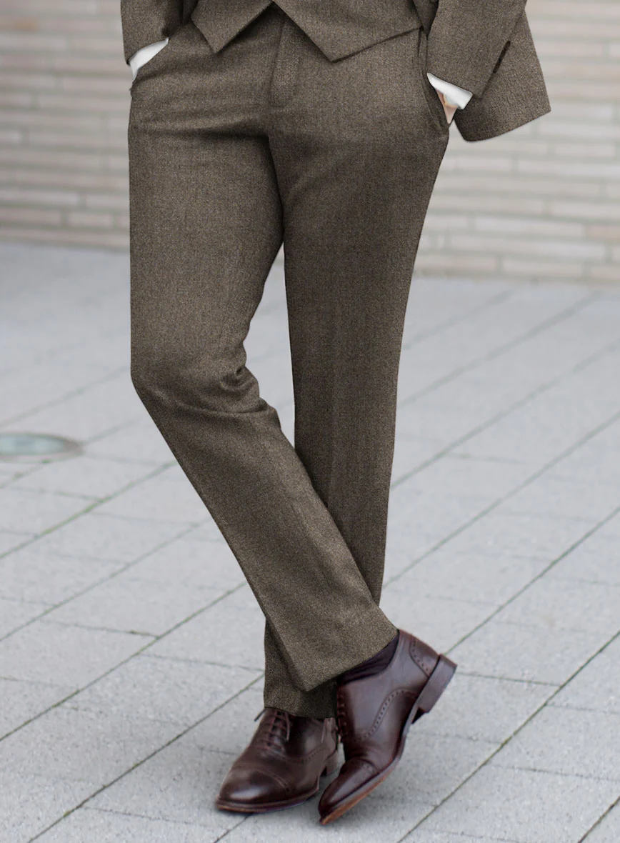 Italian Quelo Rust Brown Twill Flannel Pants - Image 2