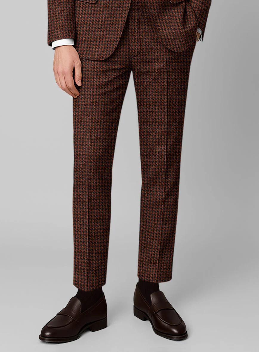 Italian Rust Houndstooth Tweed Suit - Image 7